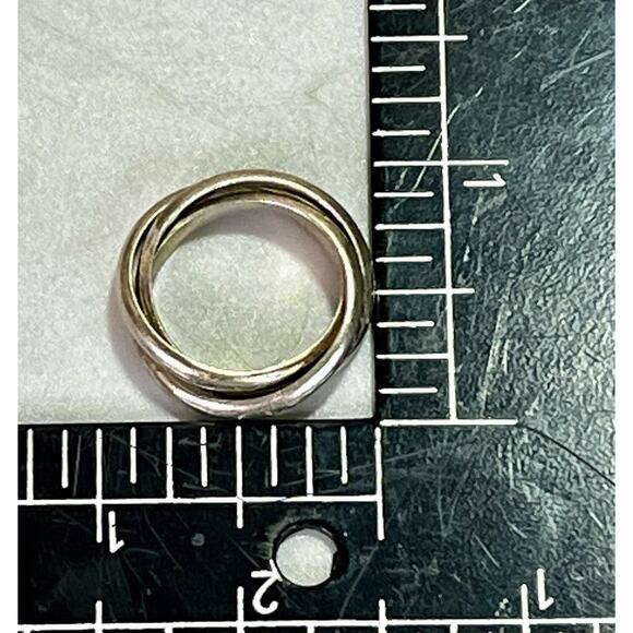 Vintage Sterling Silver 3 Band Rolling Ring Size 7 Interlocking Spinner Style - Picture 10 of 12